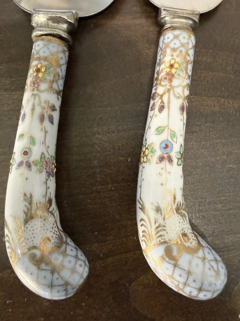 Vintage 2 Piece Sheffield England Pie & Cake Serving Set Stainless S & Porcelain